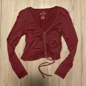 American eagle ruched front crop top
